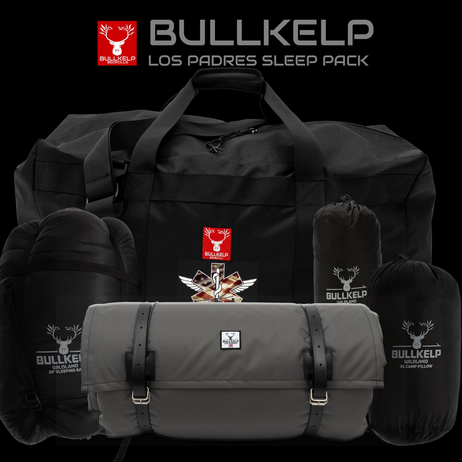 CHARCOAL LOS PADRES BEDROLL & SLEEP PACK W/FREE XXL DUFFEL